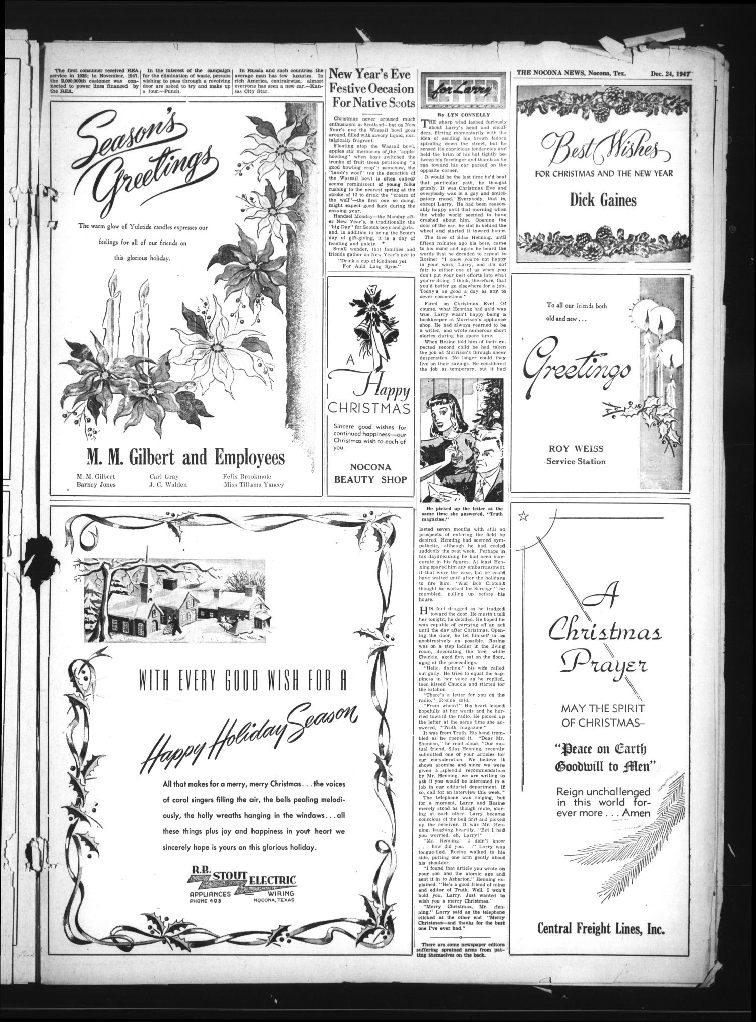The Nocona News (Nocona, Tex.), Vol. 42, No. 28, Ed. 1 Wednesday, December 24, 1947
                                                
                                                    [Sequence #]: 15 of 22
                                                