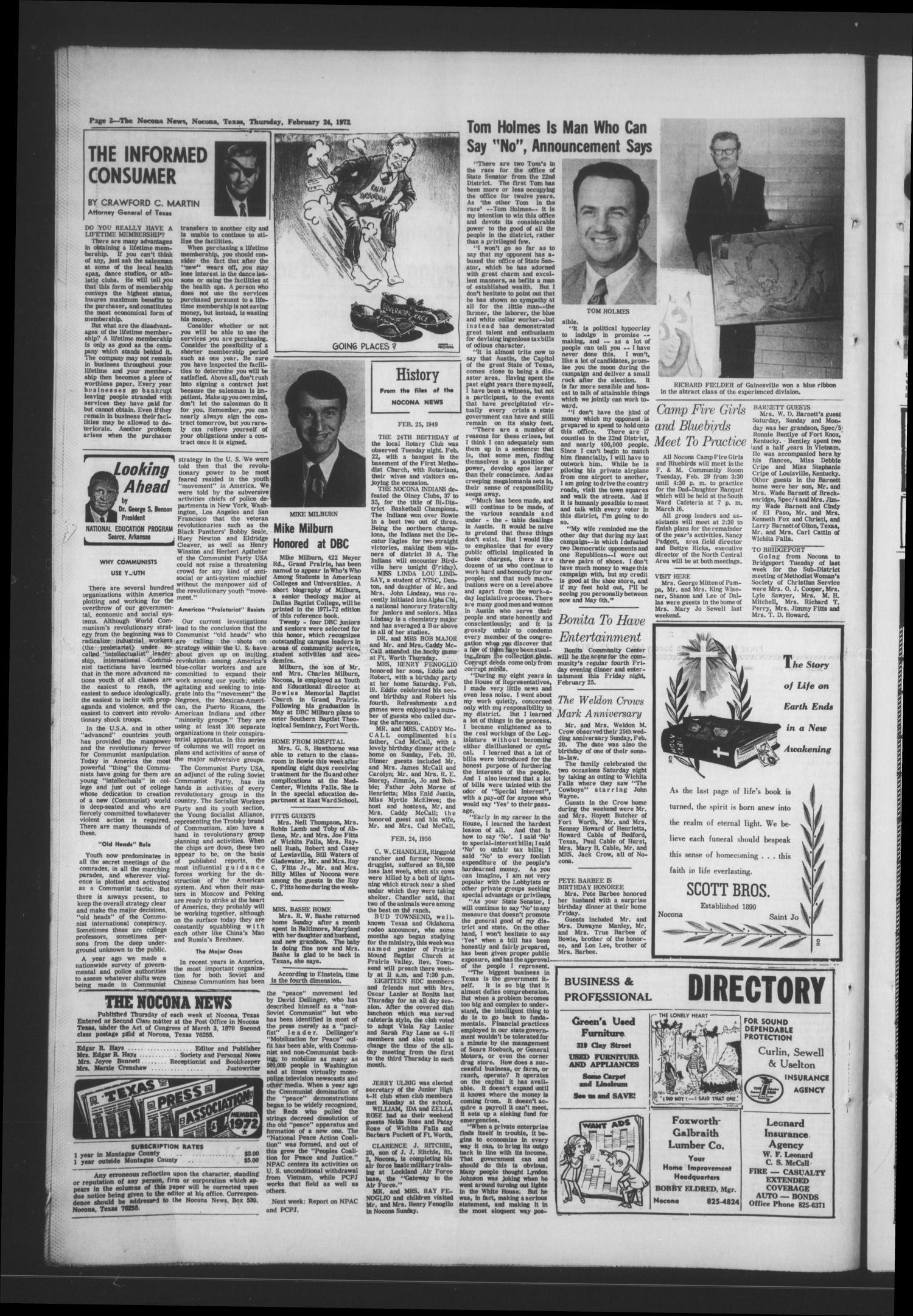 The Nocona News (Nocona, Tex.), Vol. 66, No. 39, Ed. 1 Thursday, February 24, 1972
                                                
                                                    [Sequence #]: 2 of 12
                                                