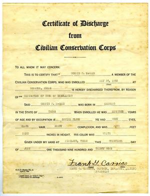Primary view of object titled '[Certificate of Discharge from Civilian Conservation Corps]'.