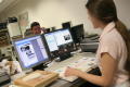 Photograph: [Sarah Lynn Fisher and Andres Cardones in Digital Projects Unit]