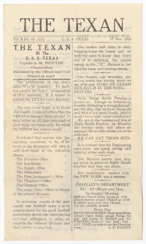 Primary view of object titled 'The Texan (U. S. S. Texas), Vol. 3, No. 14, Ed. 1 Saturday, November 17, 1923'.