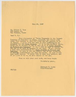 Primary view of object titled '[Letter from Dr. Chauncey D. Leake to Dr. Witten B. Russ, June 28, 1947]'.