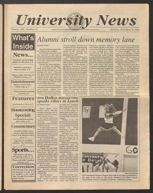 Primary view of object titled 'University News (Irving, Tex.), Vol. 19, No. 10, Ed. 1 Monday, November 8, 1993'.