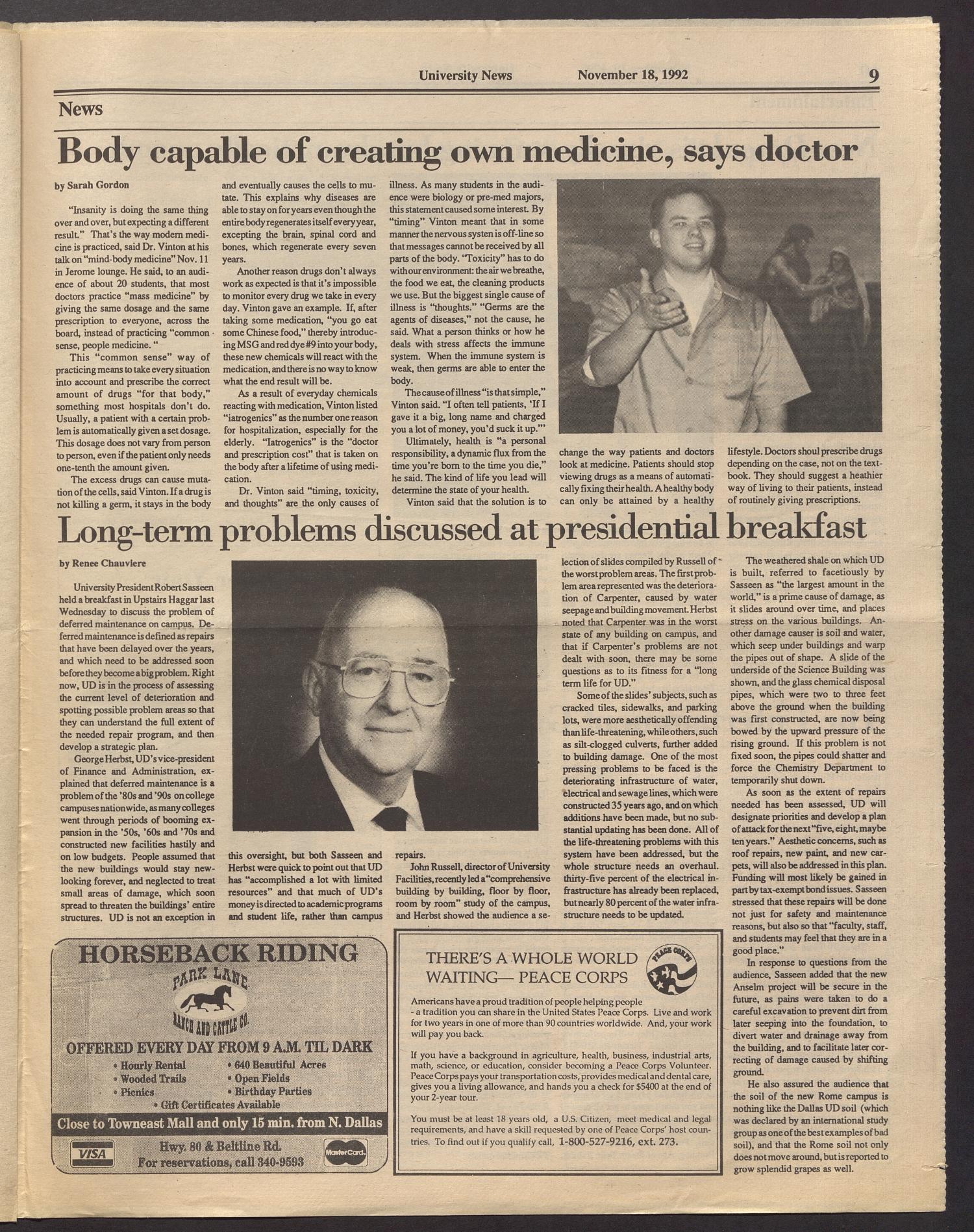 University News (Irving, Tex.), Vol. 17, No. 12, Ed. 1 Wednesday, November 18, 1992
                                                
                                                    [Sequence #]: 9 of 12
                                                