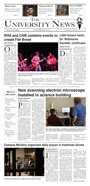 Primary view of object titled 'The University News (Irving, Tex.), Vol. 43, No. 8, Ed. 1 Wednesday, October 31, 2018'.