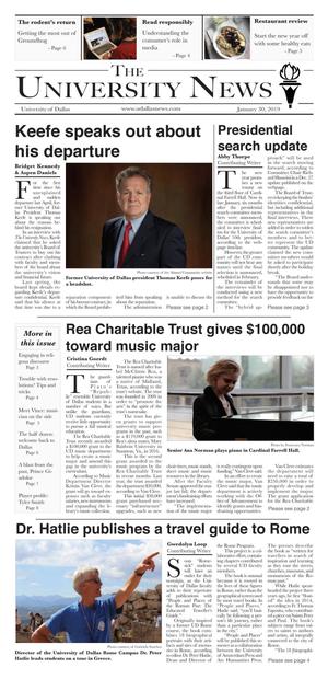 Primary view of object titled 'The University News (Irving, Tex.), Vol. 44, No. 1, Ed. 1 Wednesday, January 30, 2019'.