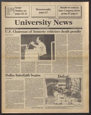Primary view of object titled 'University News (Irving, Tex.), Vol. 17, No. 13, Ed. 1 Wednesday, November 25, 1992'.