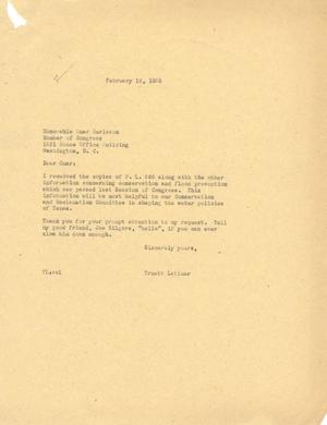 Primary view of object titled '[Letter from Omar Burleson to Truett Latimer, February 16, 1955]'.