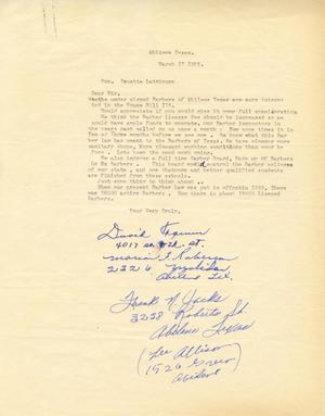 Primary view of object titled '[Letter from David Farmer to Truett Latimer, March 17, 1955]'.