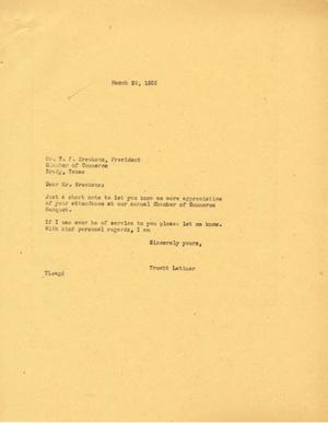 Primary view of object titled '[Letter from Truett Latimer to T. F. Ereckson, March 29, 1955]'.