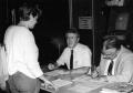 Photograph: [Jim Maroney and Ron Roberts at Lee College Registration ]