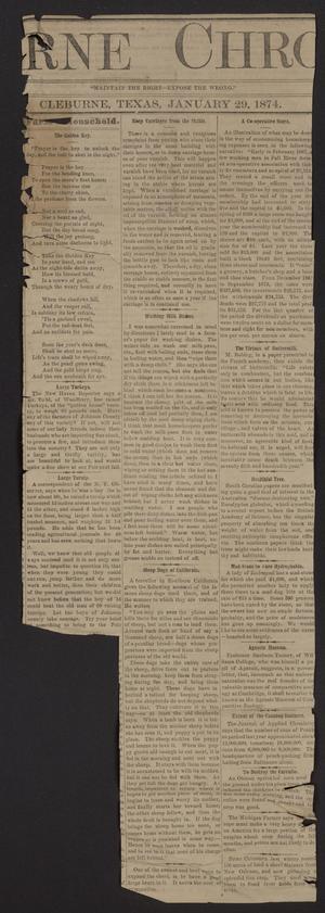 Primary view of object titled 'Cleburne Chronicle. (Cleburne, Tex.), Vol. [6], No. [19], Ed. 1 Thursday, January 29, 1874'.