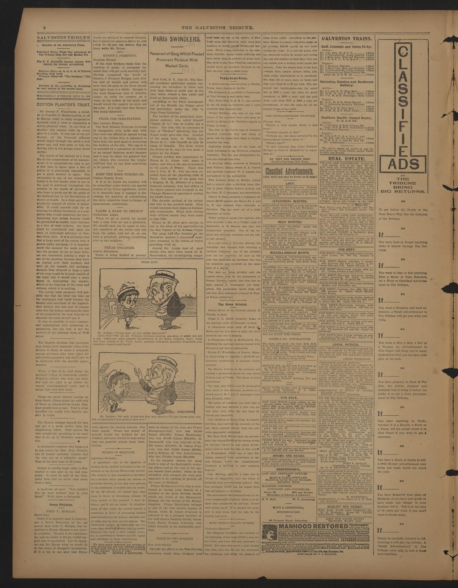 Galveston Tribune. (Galveston, Tex.), Vol. 21, No. 216, Ed. 1 Wednesday, July 31, 1901
                                                
                                                    [Sequence #]: 2 of 4
                                                