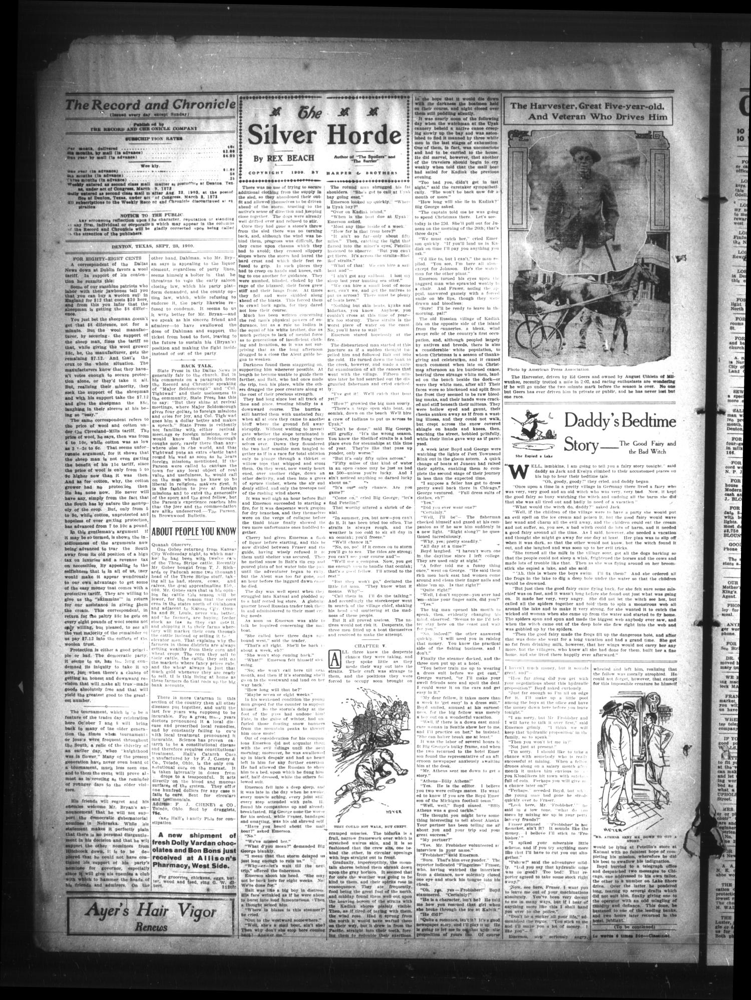 Record and Chronicle. (Denton, Tex.), Vol. 11, No. 34, Ed. 1 Friday, September 23, 1910
                                                
                                                    [Sequence #]: 2 of 4
                                                