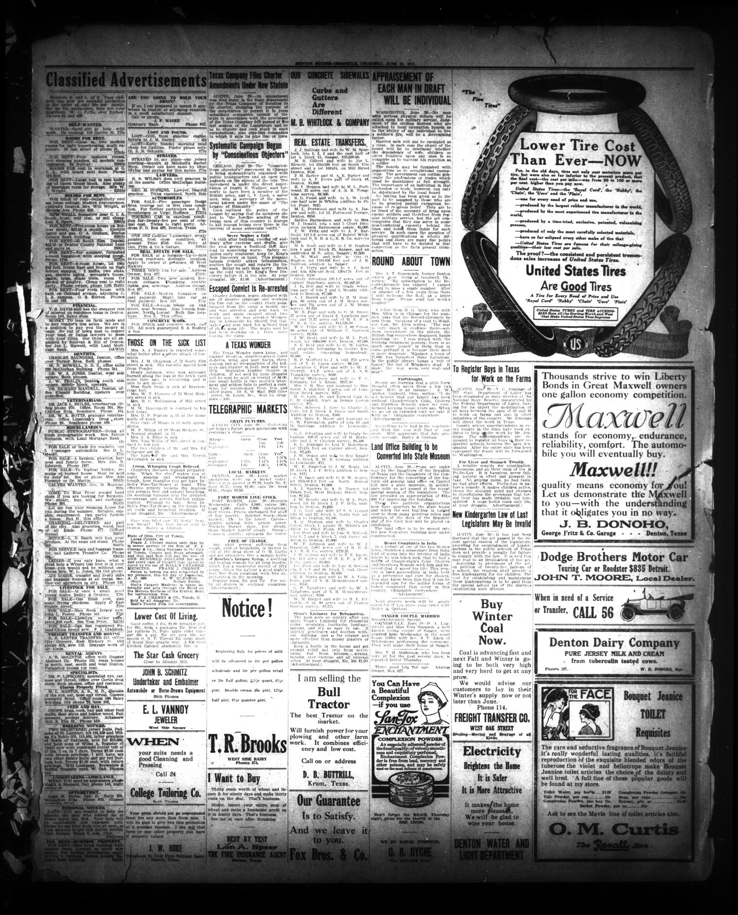 Denton Record-Chronicle. (Denton, Tex.), Vol. 27, No. 274, Ed. 1 Thursday, June 28, 1917
                                                
                                                    [Sequence #]: 3 of 4
                                                