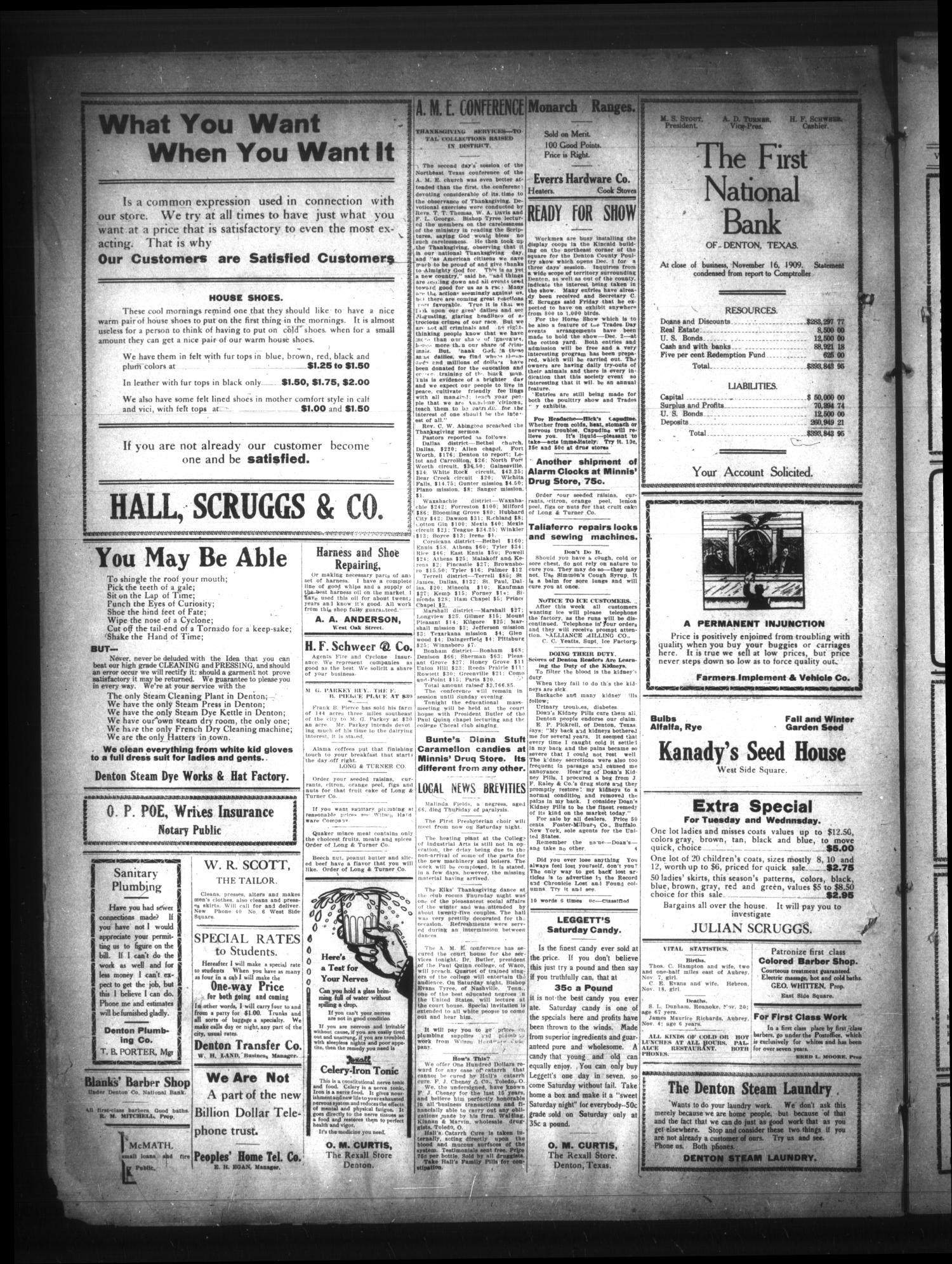 Record and Chronicle. (Denton, Tex.), Vol. 10, No. 89, Ed. 1 Friday, November 26, 1909
                                                
                                                    [Sequence #]: 4 of 4
                                                