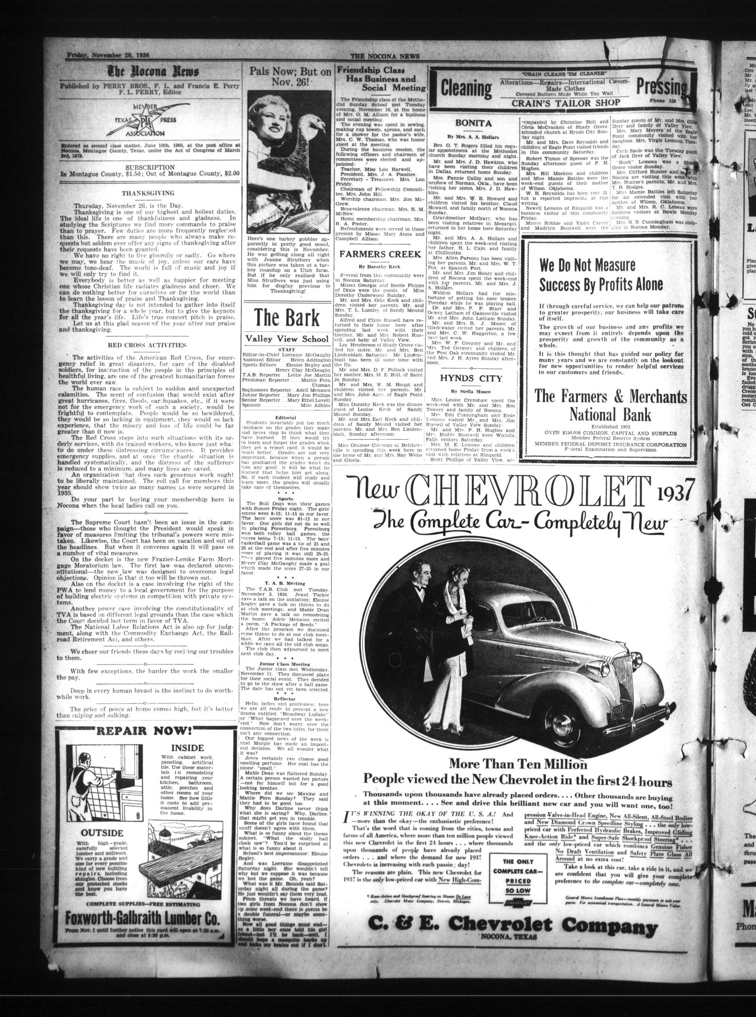 The Nocona News (Nocona, Tex.), Vol. 32, No. 23, Ed. 1 Friday, November 20, 1936
                                                
                                                    [Sequence #]: 2 of 8
                                                