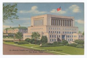 Primary view of object titled '[Masonic Temple and Cook Memorial Hospital Center for Children]'.