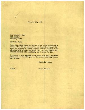 Primary view of object titled '[Letter from Truett Latimer to George W. Page, February 23, 1955]'.