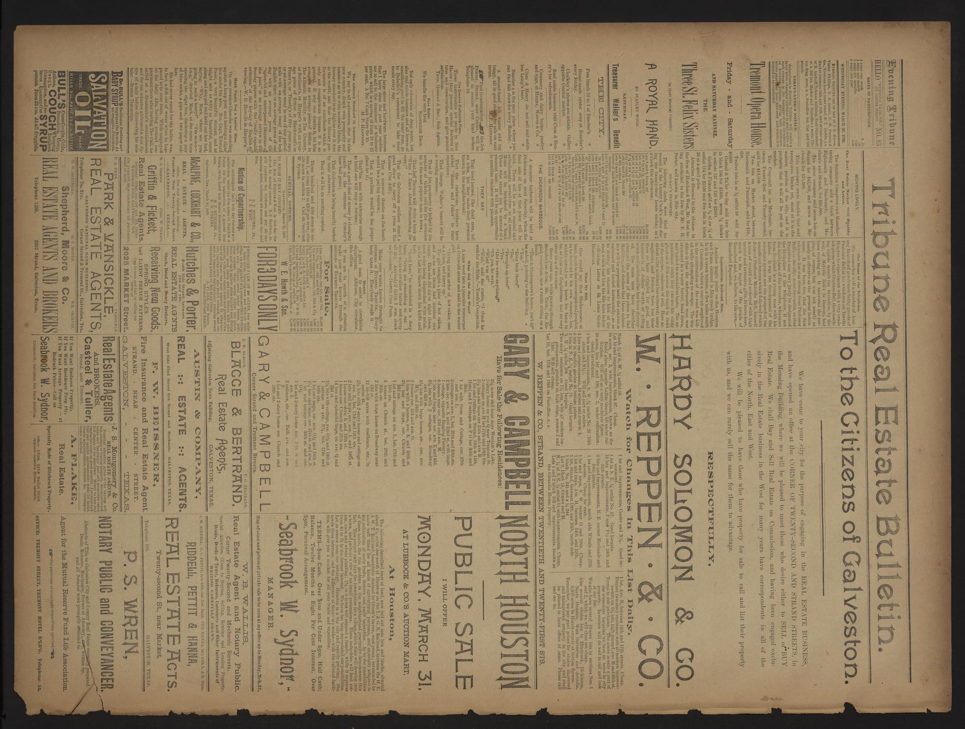 Evening Tribune. (Galveston, Tex.), Vol. 10, No. 126, Ed. 1 Wednesday, March 26, 1890
                                                
                                                    [Sequence #]: 4 of 4
                                                