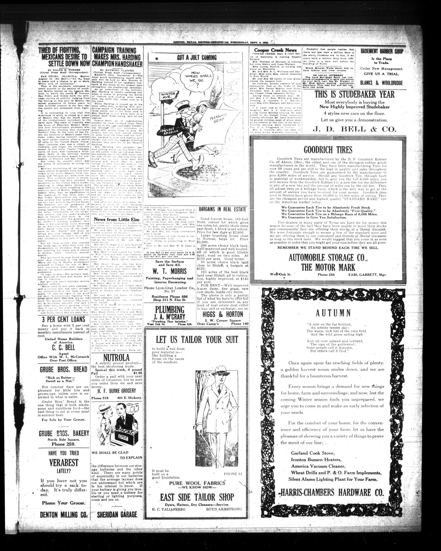 Denton Record-Chronicle. (Denton, Tex.), Vol. 21, No. 22, Ed. 1 Wednesday, September 8, 1920
                                                
                                                    [Sequence #]: 3 of 8
                                                