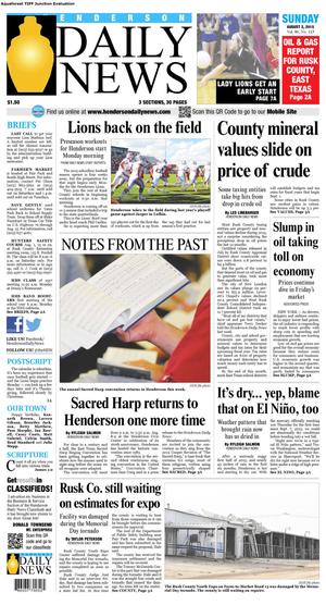 Primary view of Henderson Daily News (Henderson, Tex.), Vol. 86, No. 115, Ed. 1 Sunday, August 2, 2015