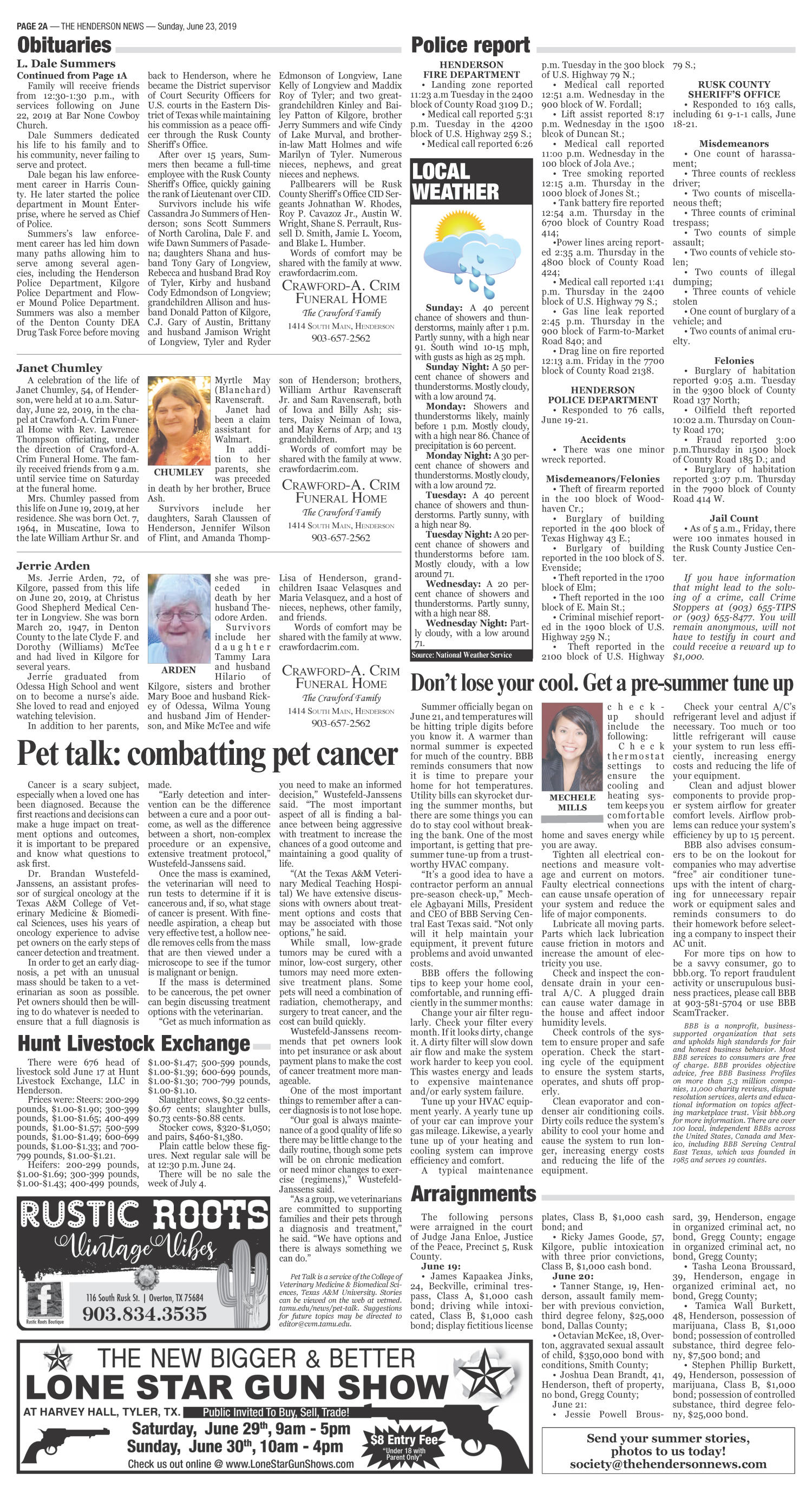 The Henderson News (Henderson, Tex.), Vol. 90, No. 28, Ed. 1 Sunday, June 23, 2019
                                                
                                                    [Sequence #]: 2 of 18
                                                