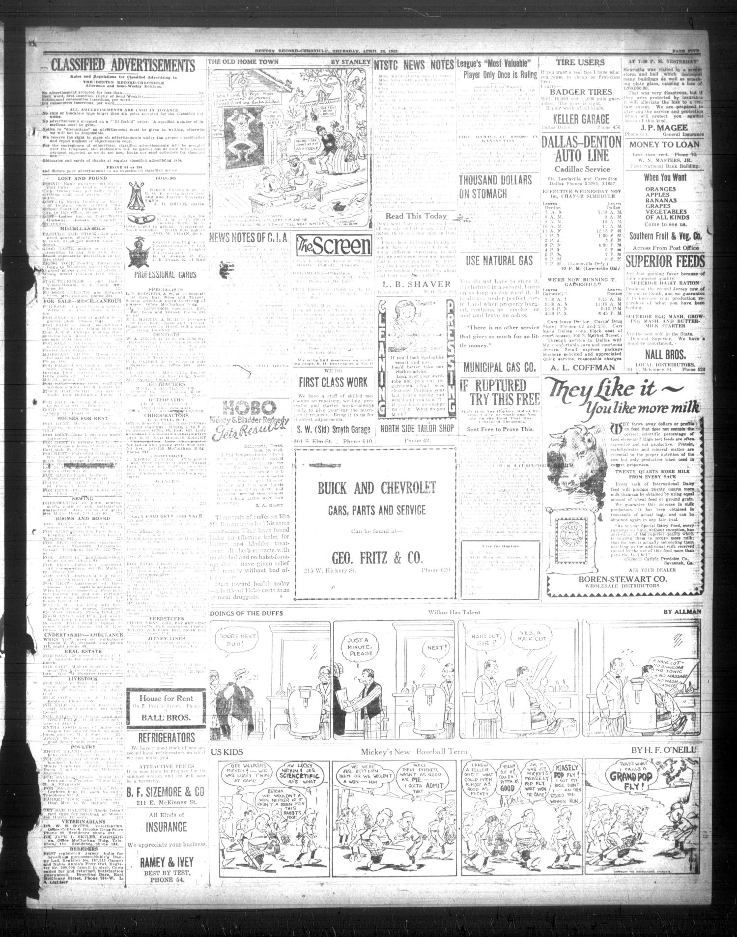 Denton Record-Chronicle (Denton, Tex.), Vol. 22, No. 219, Ed. 1 Thursday, April 26, 1923
                                                
                                                    [Sequence #]: 7 of 8
                                                