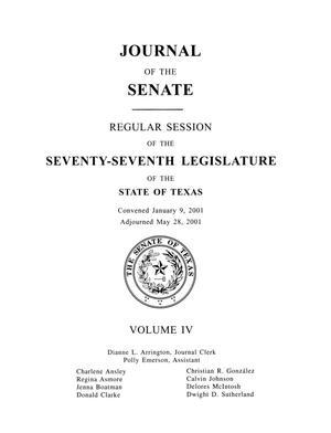 Primary view of object titled 'Journal of the Senate, Regular Session of the Seventy-Seventh Legislature, of the State of Texas Volume 4'.