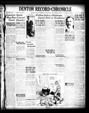 Primary view of object titled 'Denton Record-Chronicle (Denton, Tex.), Vol. 23, No. 23, Ed. 1 Monday, September 10, 1923'.