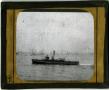 Photograph: Glass Slide of Tugboat with Schooners in Background