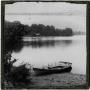 Photograph: Glass Slide of Boat Beached on Mountain Lake