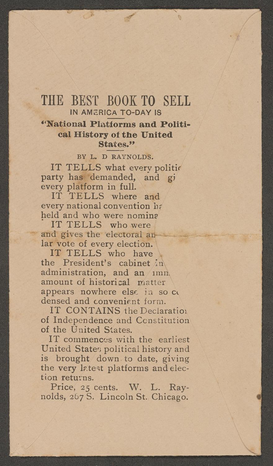 [Letter and advertisements from The Chicago Sentinel, December 5, 1896]
                                                
                                                    [Sequence #]: 8 of 9
                                                