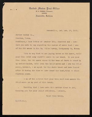 Primary view of object titled '[Letter from M. A. Thomas to the Foster Lumber Company, October 17, 1922]'.