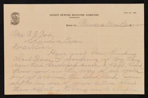 Primary view of object titled '[Letter from T. F. Loughran to C. C. Cox, August 20, 1922]'.