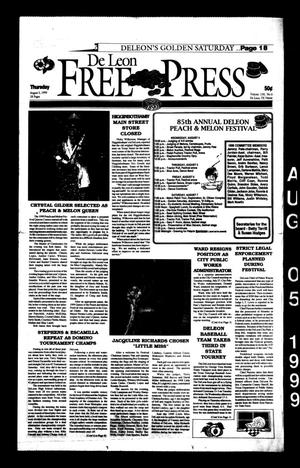 Primary view of object titled 'De Leon Free Press (De Leon, Tex.), Vol. 110, No. 6, Ed. 1 Thursday, August 5, 1999'.