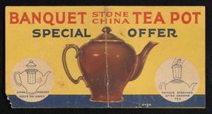 Primary view of object titled '[Banquet Stone China Tea Pot Coupon]'.