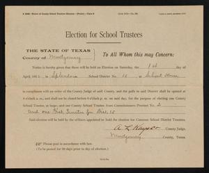 Primary view of object titled '[Splendora School Trustee Election Notice from County Judge, March 1, 1922]'.