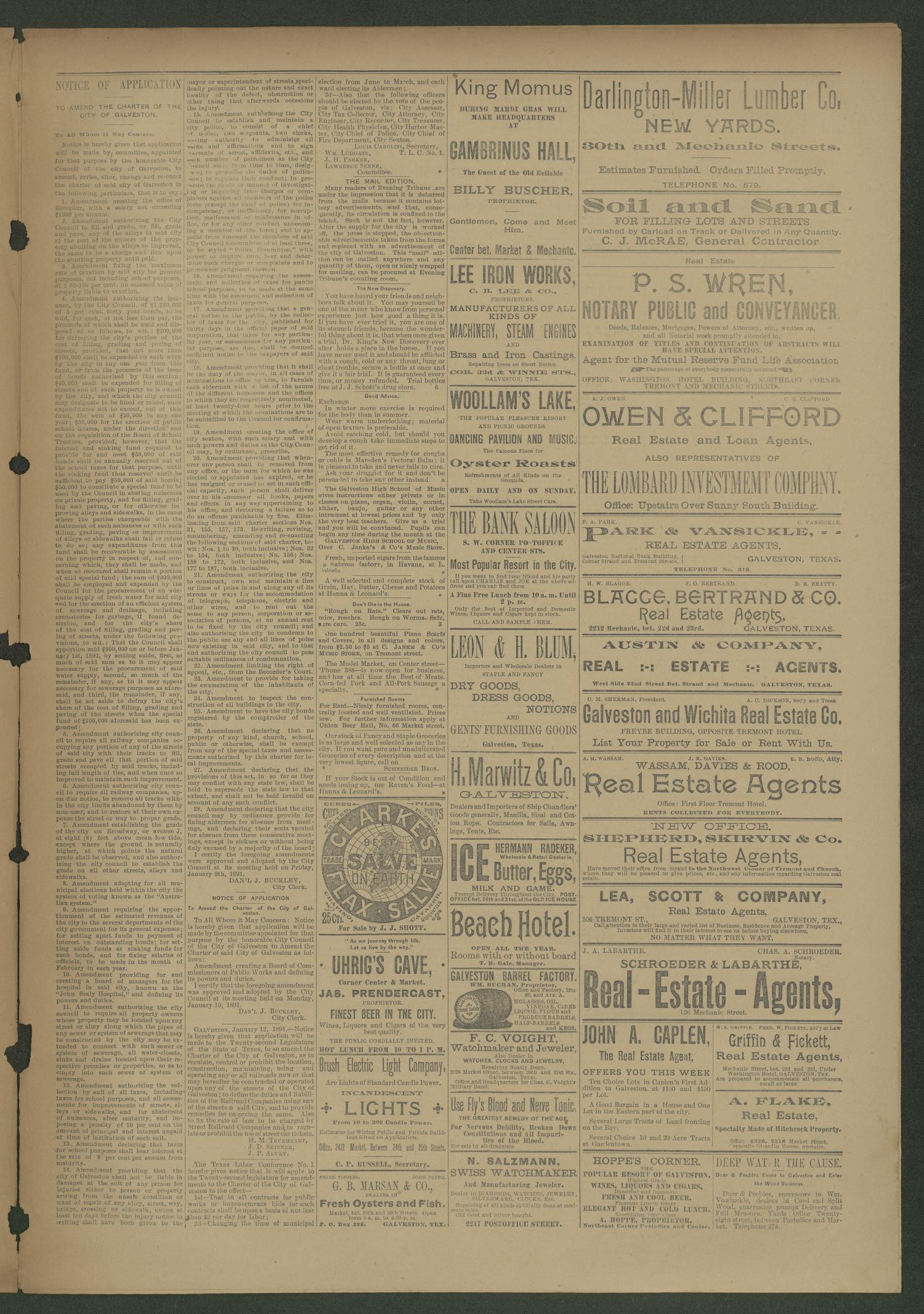 Evening Tribune. (Galveston, Tex.), Vol. 11, No. 83, Ed. 1 Friday, February 6, 1891
                                                
                                                    [Sequence #]: 3 of 8
                                                