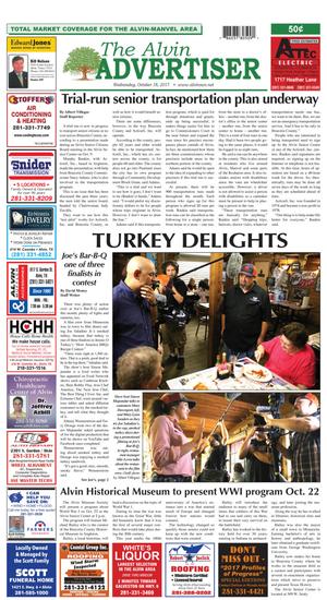 Primary view of The Alvin Advertiser (Alvin, Tex.), Ed. 1 Wednesday, October 18, 2017