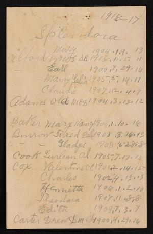 [Splendora School Census List: 1916-17 (1)]