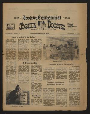 Primary view of object titled 'Joshua Booster (Joshua, Tex.), Vol. 11, No. 17, Ed. 1 Thursday, September 3, 1981'.