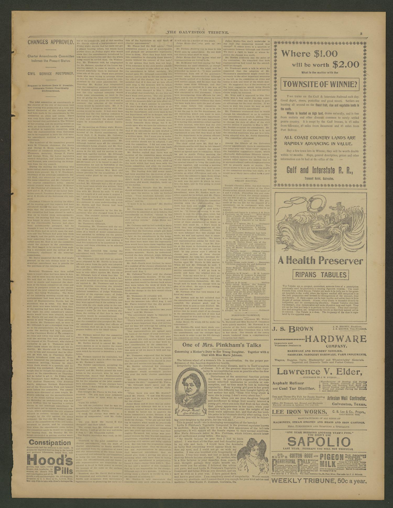 Galveston Tribune. (Galveston, Tex.), Vol. 17, No. 109, Ed. 1 Friday, March 26, 1897
                                                
                                                    [Sequence #]: 3 of 8
                                                