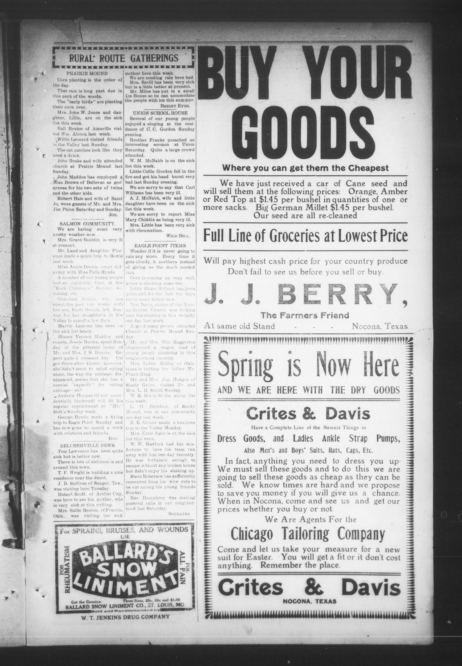 The Nocona News (Nocona, Tex.), Vol. 4, No. 42, Ed. 1 Thursday, March 25, 1909
                                                
                                                    [Sequence #]: 3 of 8
                                                