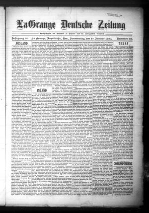Primary view of object titled 'La Grange Deutsche Zeitung (La Grange, Tex.), Vol. 30, No. 22, Ed. 1 Thursday, January 15, 1920'.