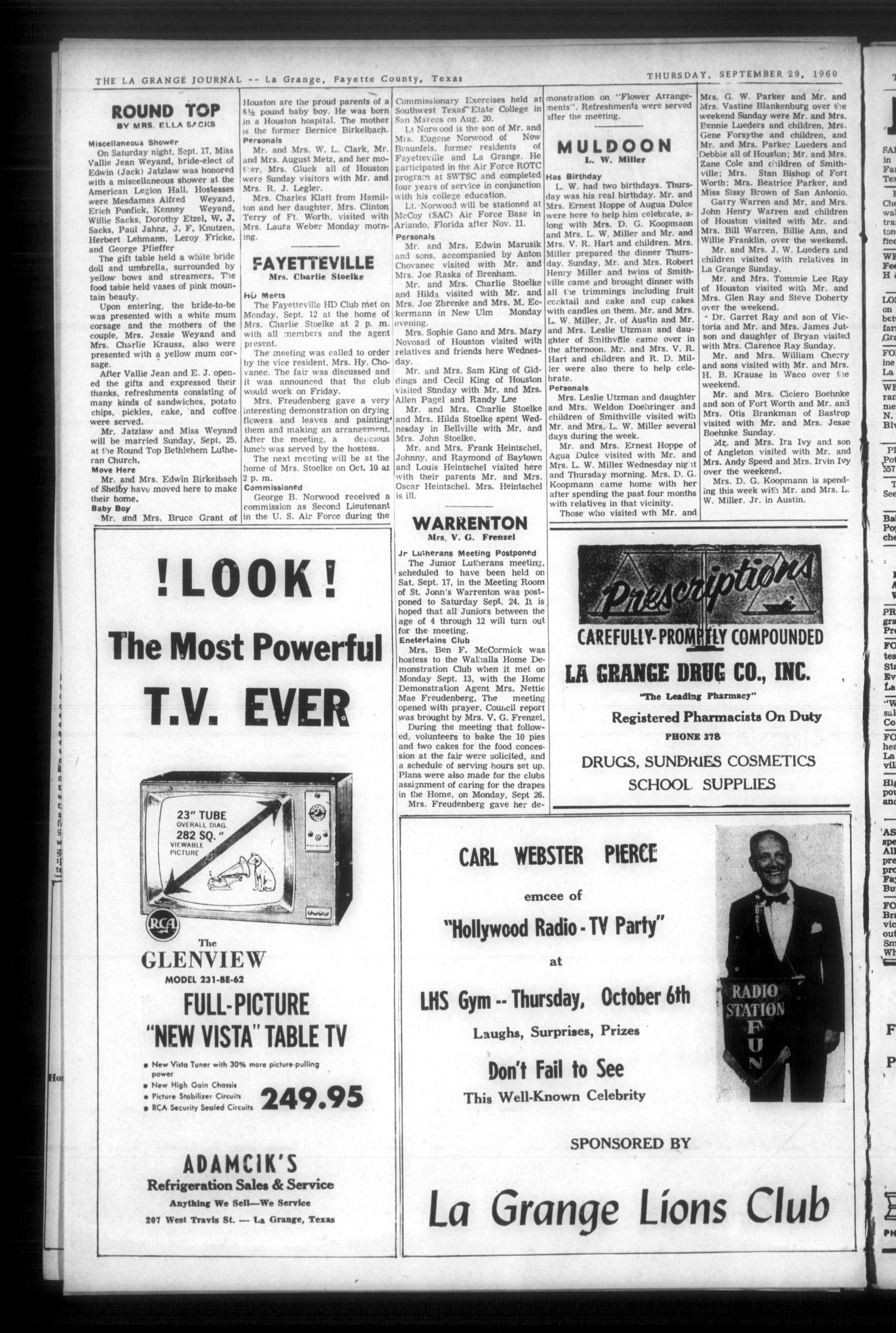 The La Grange Journal (La Grange, Tex.), Vol. 81, No. 39, Ed. 1 Thursday, September 29, 1960
                                                
                                                    [Sequence #]: 11 of 13
                                                