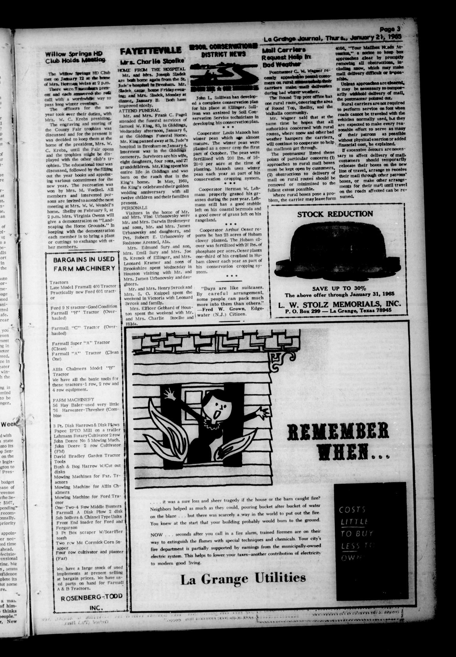 The La Grange Journal (La Grange, Tex.), Vol. 86, No. 3, Ed. 1 Thursday, January 21, 1965
                                                
                                                    [Sequence #]: 3 of 12
                                                