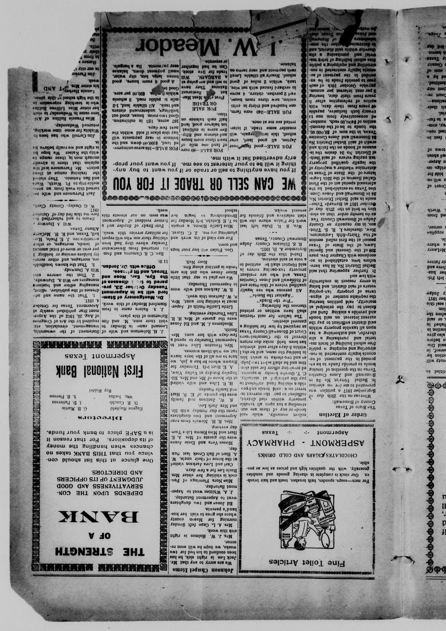 The Aspermont Star (Aspermont, Tex.), Vol. 20, No. 11, Ed. 1  Thursday, October 4, 1917
                                                
                                                    [Sequence #]: 5 of 8
                                                