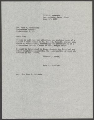 Primary view of object titled '[Letter from John W. Stanford to John A. Gronouski, June 17, 1964]'.