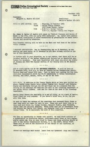 Primary view of object titled 'DGS Newsletter, Number 66, November 1983'.
